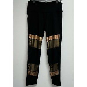 The Free Yoga Womens Leggings Size L Black Metallic Gold Athletic Pants